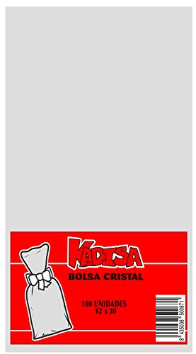 KADISA BOLSAS CELOFAN TRANSPARENTES PARA CELEBRACIONES, CUMPLEAÑOS, BODAS, COMUNIONES, DETALLES, REGALOS, FIESTAS, MESAS DULCES, PASTELERÍA (12X30CM)