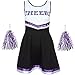Produktbild REDSTAR FANCY DRESS Damen Cheerleader Kostüm Outfit mit Pom Poms Halloween Kostüm American High School Musical Sport Verfügbar in den Größen 6-16 and 6 Farben - Schwarz/Lila, L