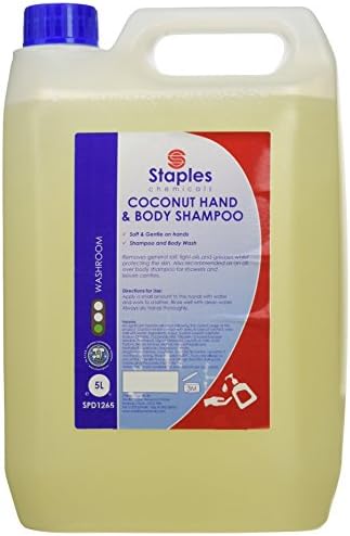 Staples chemicals SPD1265 5 Litre Coconut Hand/Body Shampoo (Pack of 2)