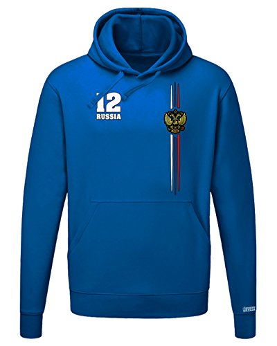 WM 2018 – Russia Digital – Russland – Herren Hoodie Kapuzenpullover in Royalblau Gr. L