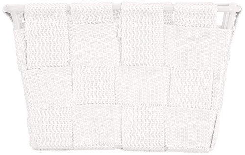 WENKO 20369100 Aufbewahrungskorb Adria Mini Weiß – Badkorb, quadratisch, Kunststoff-Geflecht, Polypropylen, 14 x 9 x 14 cm, Weiß - 2