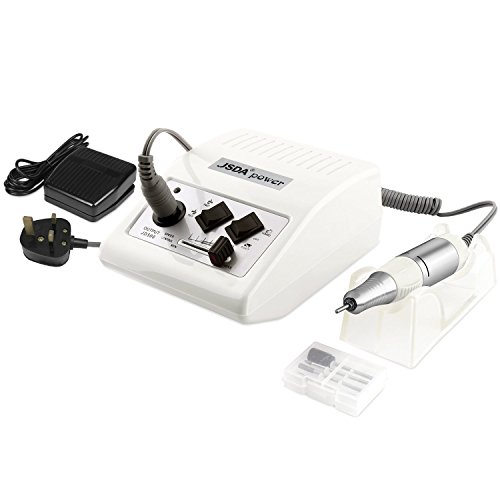 JSDA Electric Nail Drill Machine Set for Acrylic Nail Drill Art with Foot Pedal, Heat-Resistant Handpiece and Nail Drill Bits