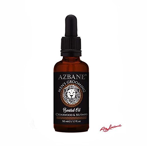 Azbane - Beard Oil, Cedarwood & Nutmeg 50ML / 1.7FL.OZ - Pure Moroccan Argan Oil & Essential Oils To Soften Your Beard & Support Hair Roots - Free From Silicone, Sulphate, Phosphate, Paraben, Colorants - Rich in Antioxidants