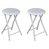 Harbour Housewares Tabouret Pliant Rond et Compact - Blanc x 2