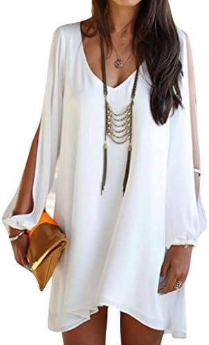 Sunday Women Dress Casual Dress Women Lady Summer Casual Dress Formal Dress O Neck Party Evening Cocktail Short Mini Dress (M, White)