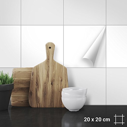 Wandkings Fliesenaufkleber für Küche und Badezimmer, 20 x 20 cm, 200 Stück - Farbe wählbar
