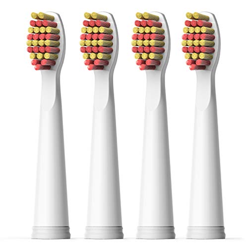 Fairywill brosse à dents tête de remplacement Doux poils x 4 rouge ou violet compatible pour FW507, FW917, FW508 série brosse à dents rose (FW04)
