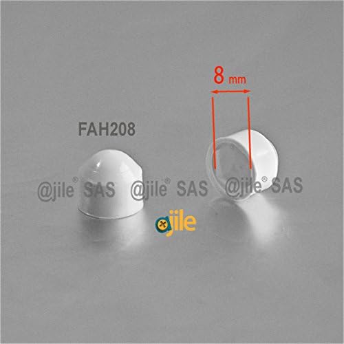 ajile - 20 Pieces - Snap on Domed nut Bolt Cap, Protective Cover for M5, 8 mm nut - White Plastic - FAH208