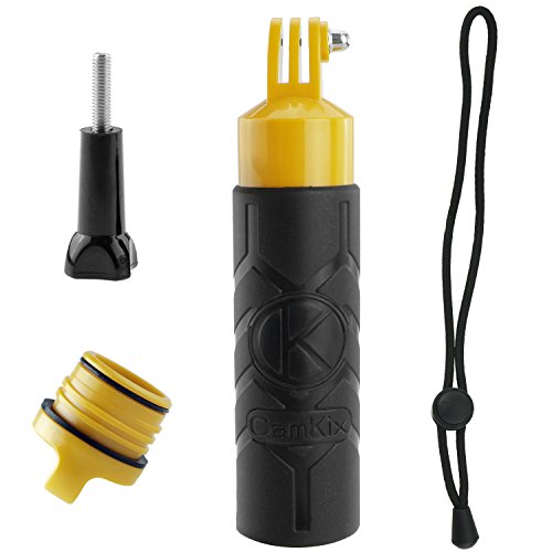 CamKix Premium- Bobber ; Schwimmende Handgriff für GoPro Hero 4 , 3 + , 3, 2, 1 / hohlen Innenraum für Lagerung von Kleinteilen / Strukturierter Silikon- Abdeckung am Griff für leichte Griff / Rändelschraube und Lanyard inklusive (gelb) - 4