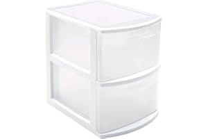 Acan Tradineur – Cajonera Tamesis Multiusos de 2 cajones – Sin Ruedas – Fabricado en plástico – 40 x 28,5 x 39 cm – Color Blanco