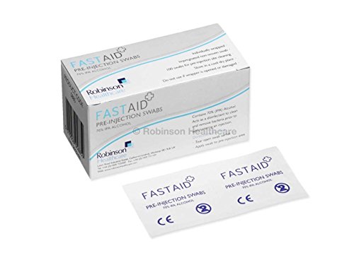 100 PRE INJECTION SKIN CLEANSING WIPES SWABS 70% ISOPROPYL ALCOHOL