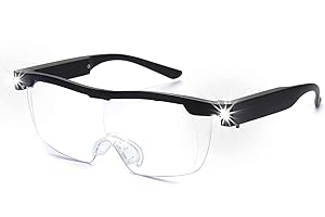 LTDOOIT Hands-Free Magnifier Eyeglasses with 2 LED Lights - Lightweight & Comfortable 2.5X Magnifying Glass with Light for Close Work, Crafts, Repairing Hobbies Reading Eyewear