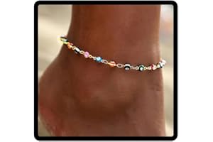 JUSTUSNX Einstellbare Knöchel Bunte Teufels Auge Knöchel Armband Strand Sommer Fuß Schmuck Kette für Frauen und Mädchen (B)