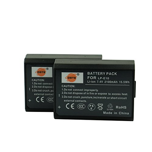 DSTE 2-Pack Rechange Batterie pour Canon LP-E10 EOS 1100D 1200D EOS Kiss X50 X70 EOS Rebel T3 T5