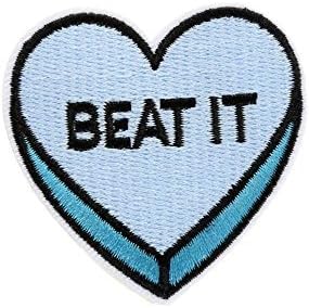 Beat It Love Heart Iron On Patch