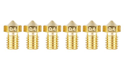 3dfreunde 6 * 0.4 mm Set J de Head E3D V5/V6 Bowden Reprap extruder Hotend Boquilla de latón para 1.75 mm Filamento impresora 3d printer Nozzle M6