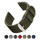 Archer Watch Straps Nylon Uhrenarmband mit Schnellverschluss - Olivgrün, 22mm