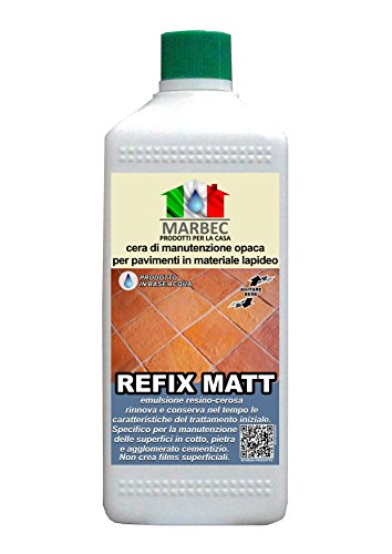 Marbec - REFIX Matt 1LT | Cera di Manutenzione e Protezione Opaca per Pavimenti in Cotto, Pietra e graniglia trattati a Cera.