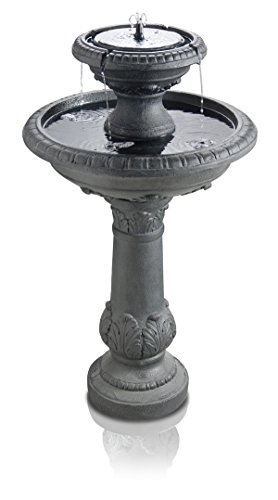 Eco Solaray "Windsor" Doppelstöckiger Vogelbad-Brunnen mit Beleuchtung (H 84 cm)