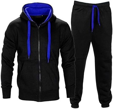 Kids Boys Girls Tracksuit Contrast Set Full Sleeve Zipper Hoodie Fleece Bottoms Top Jogging Jogger Gym School Clothing