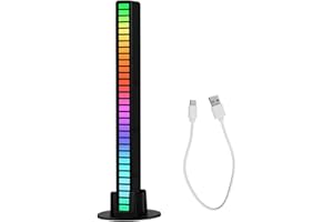 XiXiRan Musik Rhythmus Licht, Buntes Klangsteuerungslicht, Music Light Bar, RGB Sound Kontrolle LED Licht Stick, Ambiance Play Lightbar, 32Bit Music Level Light, USB-Aufladung Sound Pickup Light