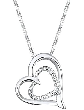 Diamore Damen-Kette mit Anhänger Herz 925 Silber rhodiniert Diamant (0.02 ct) weiß Facettenschliff 45 cm -...