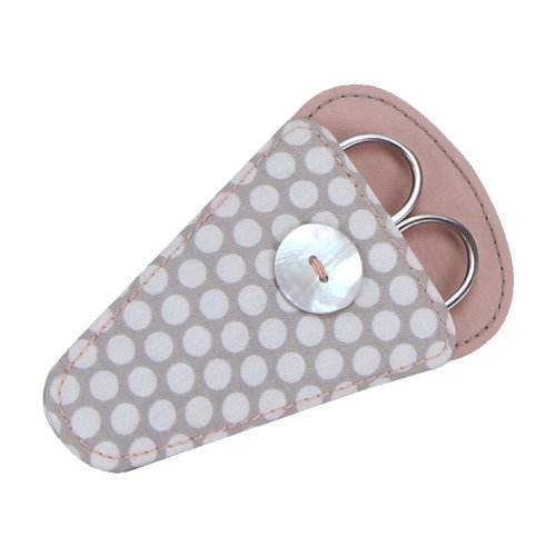 BUTTON IT All My Love Polka Dot Mink Scissor Pouch with Dusty Pink Lining.