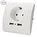 Produktbild 2 Stück USB Schuko Seckdose mit 2 USB Port Schutzkontakt-Steckdose bis zu 2100mA Ausgangsstrom (USB) Integrierte Kindersicherung (Weiß)