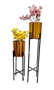 SRI Chawla HANDICRFAT Metal Iron Pot Stand/Plant Stand with Metal Planter-Large