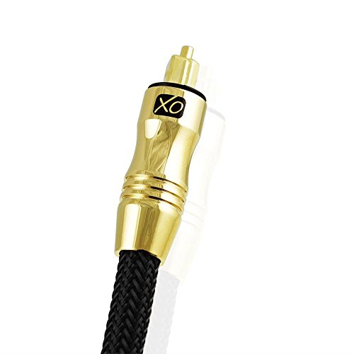 XO Ultra 0,5m Schwarz – professionelles digital optisches Toslink Kabel – 24k vergoldetes Gehäuse – Kompatibel mit PS3, PS4, Xbox One, Sky HD, HDTv, Blu-rays, AV Amps **Das qualitative Glasfasermaterial sorgt für eine bessere Klarheit bei der Übertragung digitaler Signale** - 2
