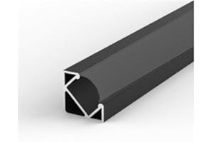 Profilé Aluminium Noir Angle 2m pour Ruban LED Couvercle Noir Opaque - SILAMP