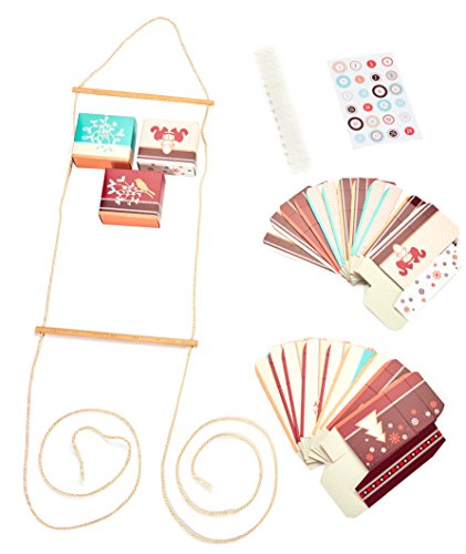 Preisvergleich Produktbild Adventsboxenkette "Winterwald": 24 Boxen und Kordel, Holzstab