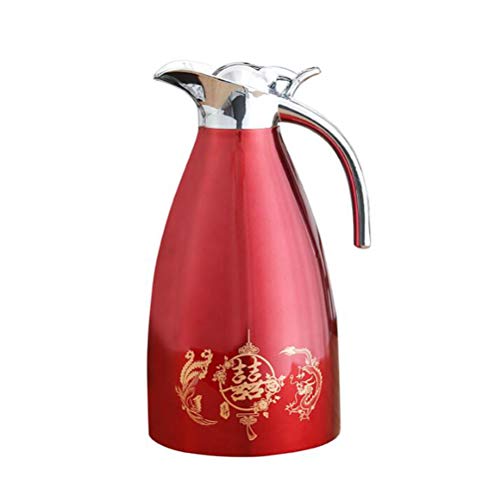 CCGG Mariage Mariage Dot Mnage en Acier Inoxydable Rouge Bouilloire Thermos Festive Bouteille D'isolation Thermique Pot Thermos (2L)