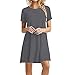 Produktbild IMJONO Kleid,Fashion Womens Solide O-Neck Kurzarm Casual Swing Loose Dress(Small,Grau)