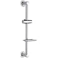 Ibergrif M20802-1 Shower Riser Rail, Nail-Free Shower Slide Bar with Shower Head Holder and Soap Dish, Adjustable Shower Height Bracket for Bathroom,Silver