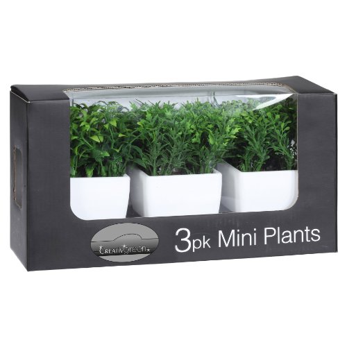 Mini-Box, Gras 3 St., 13 cm, im Kunststofftopf weiß. Kunstgras, Dekogras getopft.