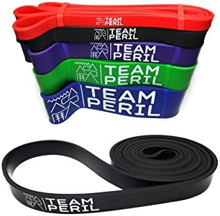 Team Peril Resistance Bands – Assisted Pull Ups – Fitness Workout Bands for Strength and Conditioning , Crossfit, Yoga, Calisthenics, Powerlifting, Stretching &amp; Mobility Exercises for Men and Women (Black / Light)