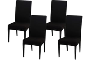 Littleprins Stuhlhussen 4er Set Schwingstühle Stretch Stuhlbezug elastische Hussen für Stühle Stuhlüberzug für Esszimmer Stuhl Hochzeit Partys Bankett (Schwarz)