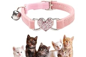 KINGKINDSUN Lovely Kitten Collar, Cat Collar with Bell and Elastic Strap (Pink)