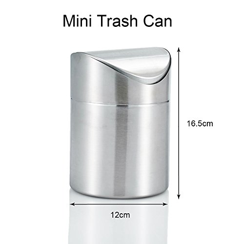 Amteker Mini-Arbeitsplatte Abfalleimer, Gebürsteter Edelstahl Tischabfalleimer, Schwingen-Abfalleimer 1.5 L / 0.40 Gal - 5