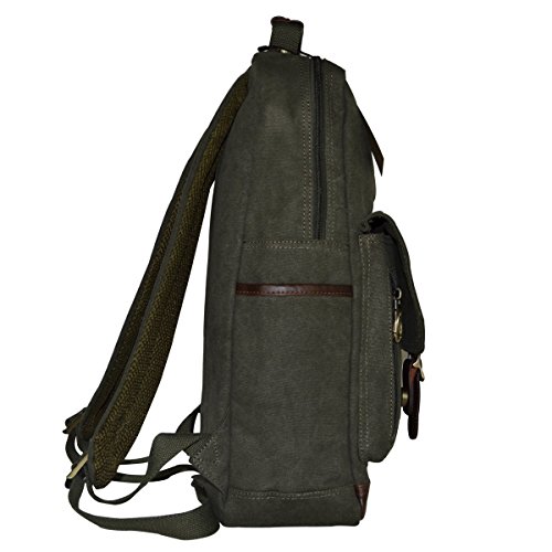 Aidonger Unisex Vintage Canvas und Leder Rucksack Daypack Laptoprucksack(14 Zoll) - 3