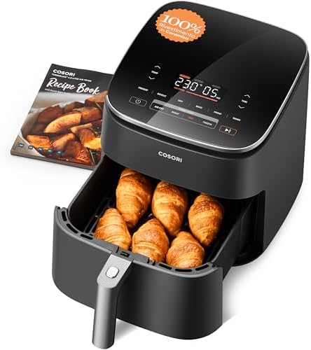 COSORI Friggitrice ad Aria Turbo Blaze 6 Litri, Rivestimento Ceramico Senza PFAS, Air Fryer con DC Motore, 9 Funzioni & 5 Velocità della Ventola Automatica, 110 Ricette & 96 Tabelle di Cottura, 1725W
