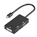 Produktbild Mini DP zu HDMI / VGA / DVI Adapterkabel, 3 in 1 Mini DisplayPort Thunderbolt Konverter Schnur für Apple Macbook, Macbook Pro / Air / Mini, iMac, Oberfläche pro 1 2 3 4, Thinkpad Carbon X1 Serie (schwarz)