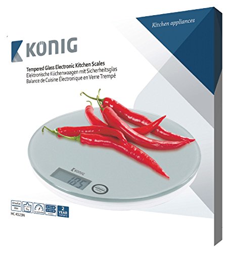 König HC-KS23N Küchenwaage, Glas / Kunststoff, weiß, 3,3 x 25 x 22 cm - 5