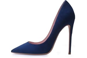 Zhabtuc Damskie zamszowe czółenka Stiletto 12 cm, szpiczaste, zamknięte palce, wysokie obcasy, na wesele, imprezę, bal absolwentów, eleganckie wsuwane buty na obcasie, buty dla panny młodej, rozmiar od 35 do 42