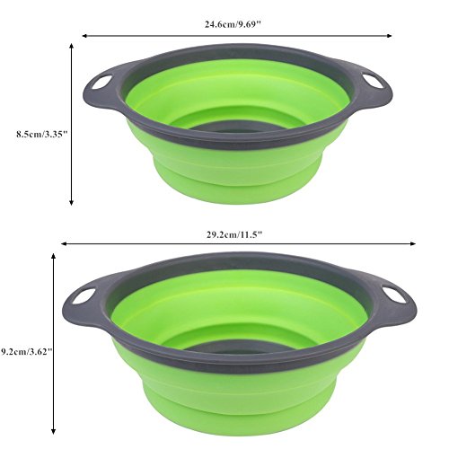 Xuanlan Collappsible Silikon Colander / Sieb Falten Küche Obst Gemüse Korb, enthält 2 Größen 8 und 9,5 Zoll (Grün) - 3