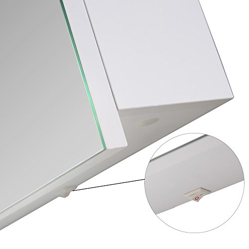 Eurosan Paris, P120, 3-türiger Spiegelschrank, Superflache, Integrierte LED-Frontbeleuchtung, Breite 120 cm, Weiß - 4