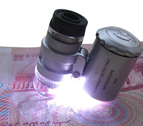 LY Neu Handlupe 60 Fach mini Mikroskop Vergrößerung Vergrößerungsglas Lupe mit Led Beleuchtung UV Licht - 5
