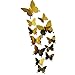Produktbild Ba Zha Hei 3D Schmetterling Wandtattoo Wandaufkleber Sticker zum Kleben Dekor für Wohnzimmer Kinderzimmer Türen Fenster Badezimmer Kühlschrank Wandaufkleber (Gold)
