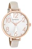 Ferenzi Women's | Classic Rose Gold-Tone Grey Faux Leather Watch | FZ16107